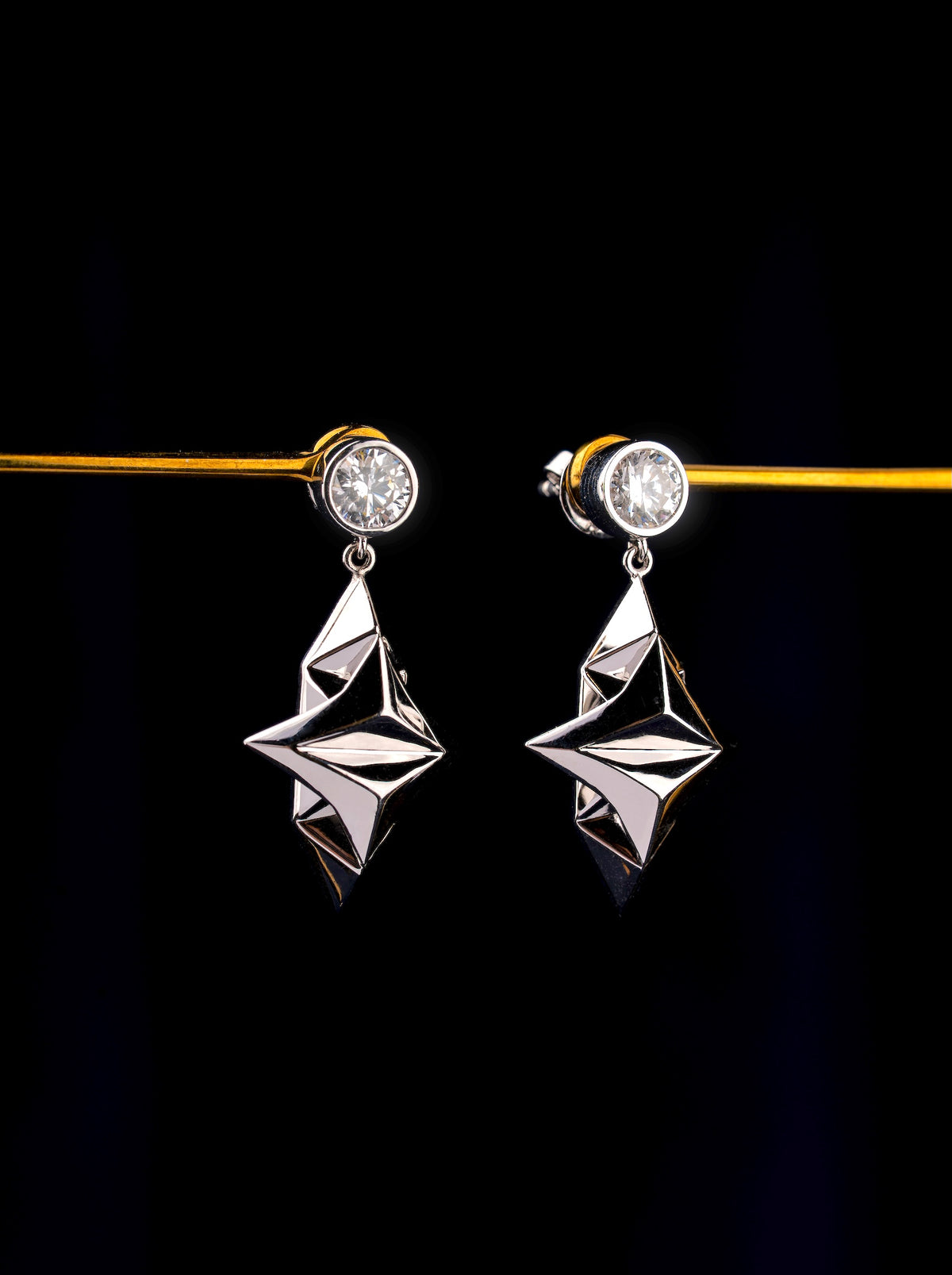Astraea Stud Earrings by Sofia Al Asfoor, 18K white gold