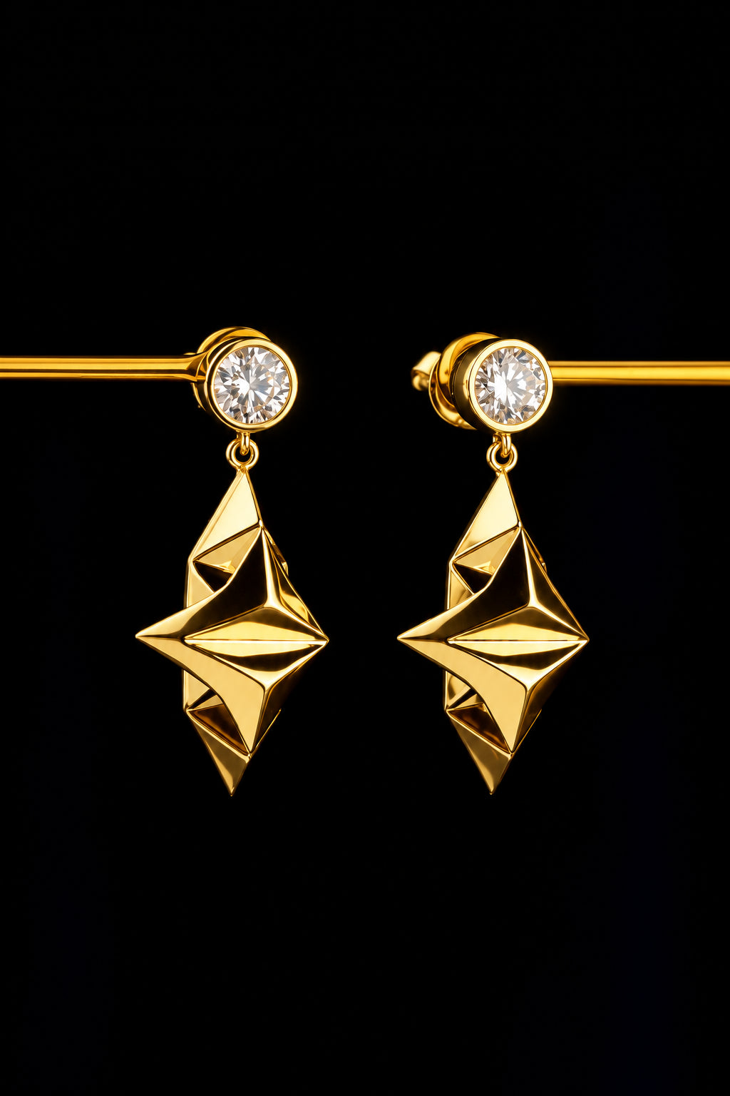 Astraea Stud Earrings by Sofia Al Asfoor, 18K yellow gold 